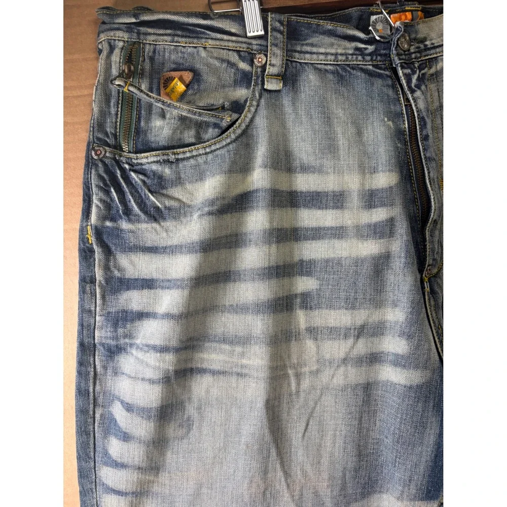 Akademiks Jeans Mens 42x32 Blue Baggy Loose Fit Faded Denim NWT Streetwear